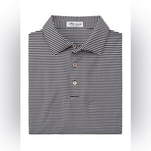 Peter Millar Black Hales Performance Polo Summer Comfort Striped Golf White